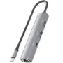 AISENS Dock USB-C a Ethernet Gigabit + Hub 1xUSB-C + 2xUSB-A, Gris, 15cm